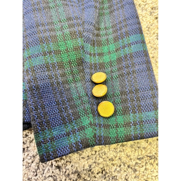 Cape Cod Match Mates Womens Plaid Blazer Jacket Gold Buttons Blue Green Size M - Picture 10 of 11
